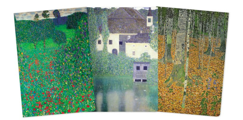 Gustav Klimt, Set mit 3 Midi Notizheften, Landschaft