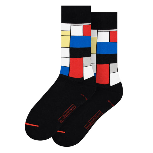 Piet Mondrian, Socken Komposition mit Rot, Blau und Gelb x 6