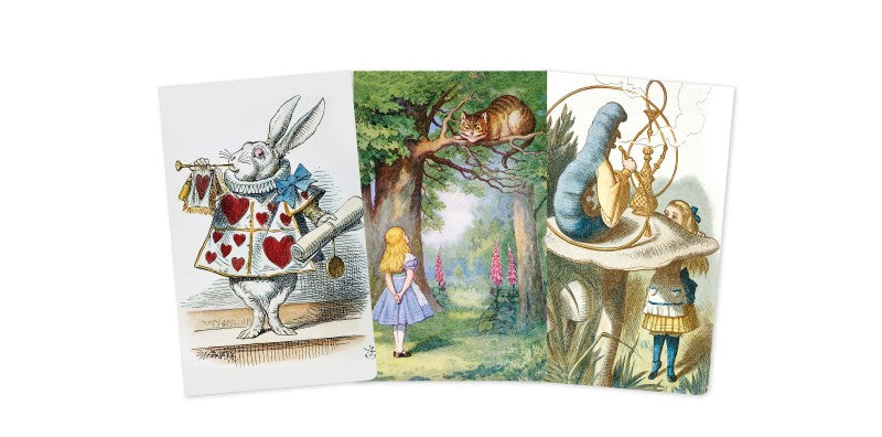 John Tenniel, Set mit 3 Mini Notizheften, Alice in Wonderland