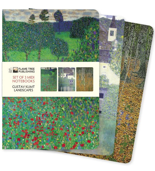 Gustav Klimt, Set mit 3 Midi Notizheften, Landschaft