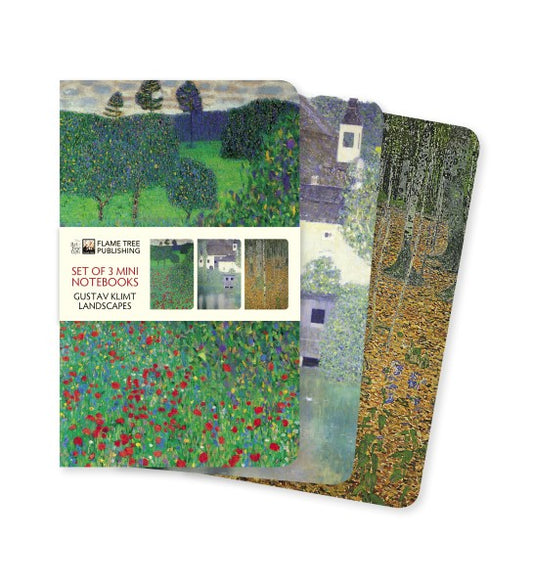 Gustav Klimt, Set mit 3 Mini Notizheften, Landschaft