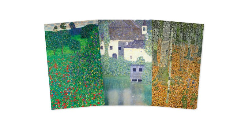 Gustav Klimt, Set mit 3 Mini Notizheften, Landschaft