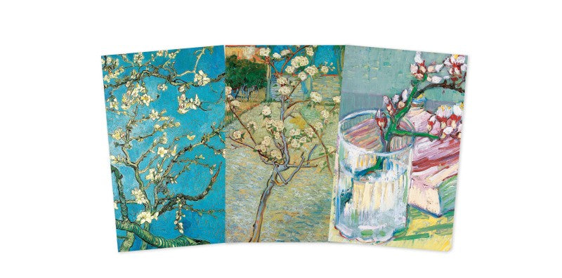 Vincent van Gogh, Set mit 3 Mini Notizheften, Blühende Mandelzweige